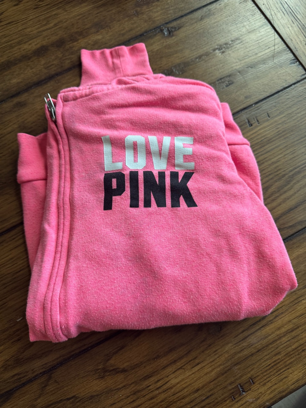 PINK Victoria's Secret Bright Pink 'LOVE PINK' Zip-Up Jacket
